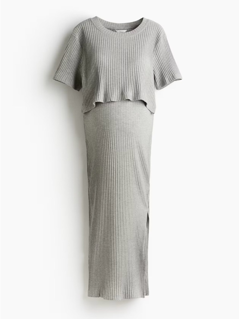 Mama Ribbed Gray Two-Piece Set